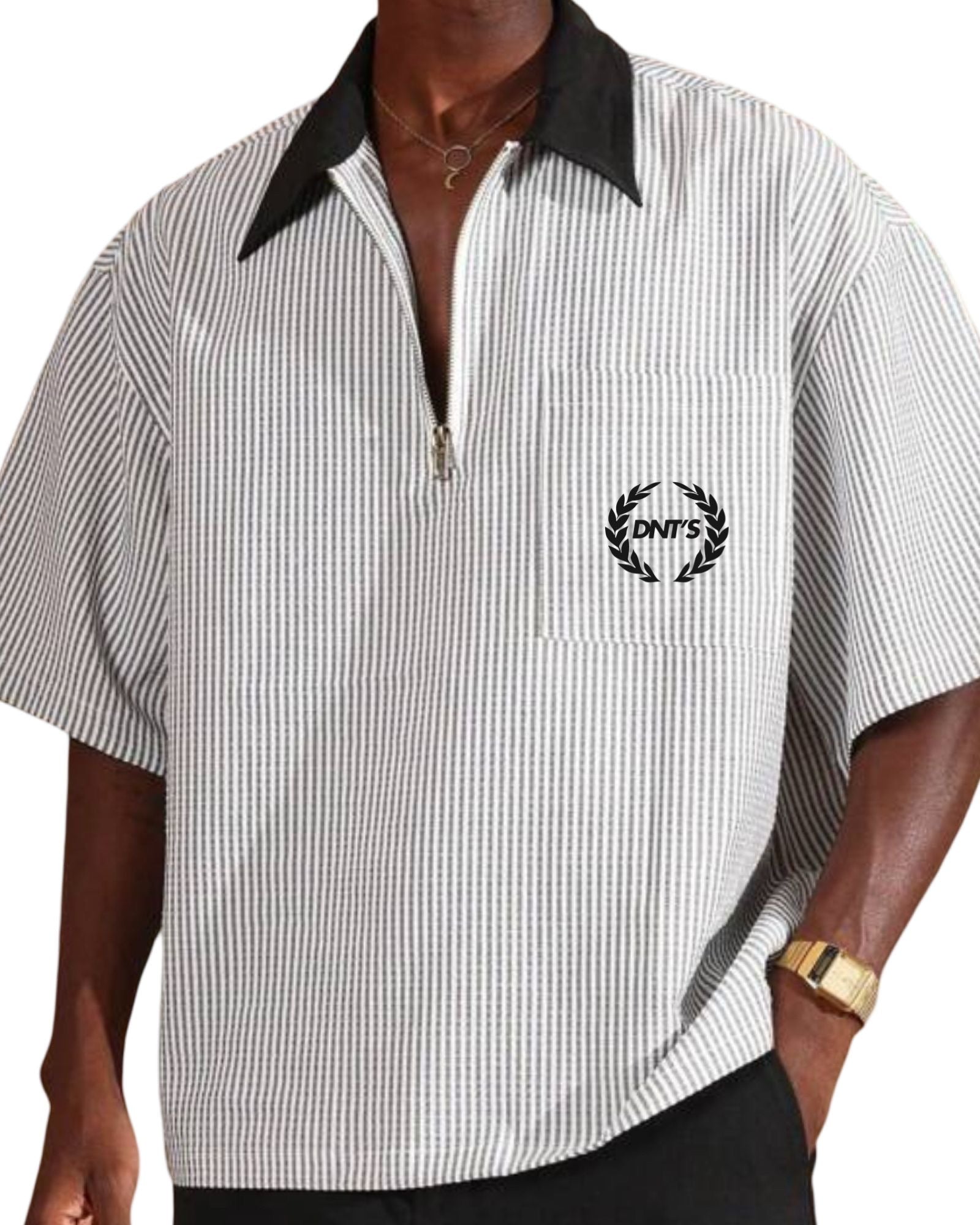 DNT'S MODERN IVY: STRIPE ZIP POLO